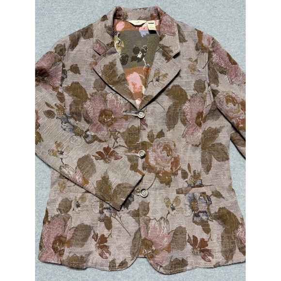 J. Jill Jackets & Blazers - J. Jill Floral Tapestry Blazer Mauve Brown Multi Button Front Jacket 14T Tall